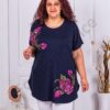 Tunica maxi cu aplicatie florala din pietricele-albastru inchis cod 7485-1