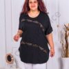 Tunica maxi decorata cu pietricele discrete-negru cod 7361