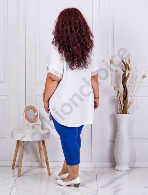 Tunica maxi decorata cu pietricele discrete-alb cod 7361-1