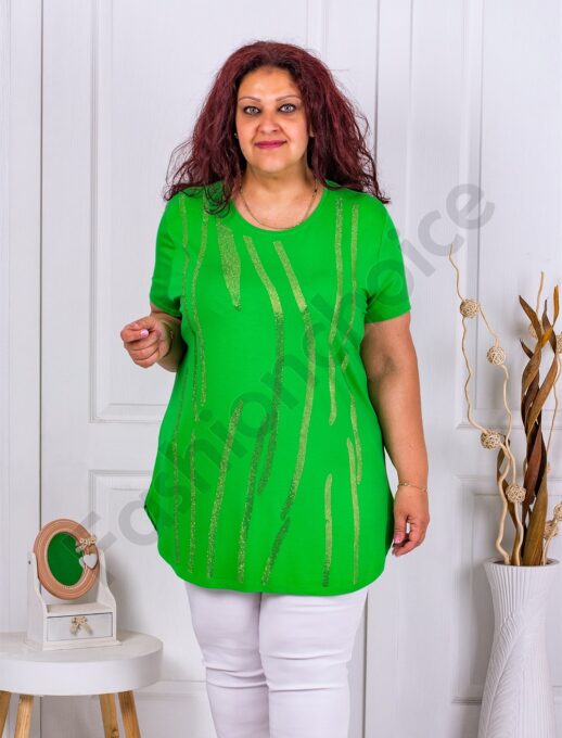Tunica maxi cu aplicatie din pietricele-verde deschis cod 7577-2