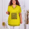 Tunica maxi cu decolteu in forma V si inscris Fashion-lime cod 7500-6