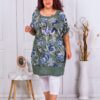 Tunica lunga cu imprimeu floral-kaki cod 3237-3