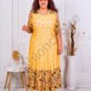 Rochie maxi pentru vara cu umeri decupati si bordura florala-mustar cod 23613-5