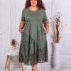 Rochie maxi in cloj cu bordura din dantela-kaki cod 10045-2