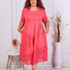 Rochie maxi in cloj cu bordura din dantela-coral cod 10045-4