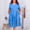 Rochie maxi in cloj cu bordura din dantela-albastru deschis cod 10045-1