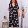 Rochie maxi cu decolteu in forma V-negru/alb cod 63751-6