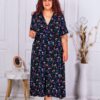 Rochie maxi cu decolteu in forma V si print flori mici cod 63751-4