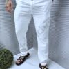 Pantalon de vara pentru barbati din In-alb cod 689-2