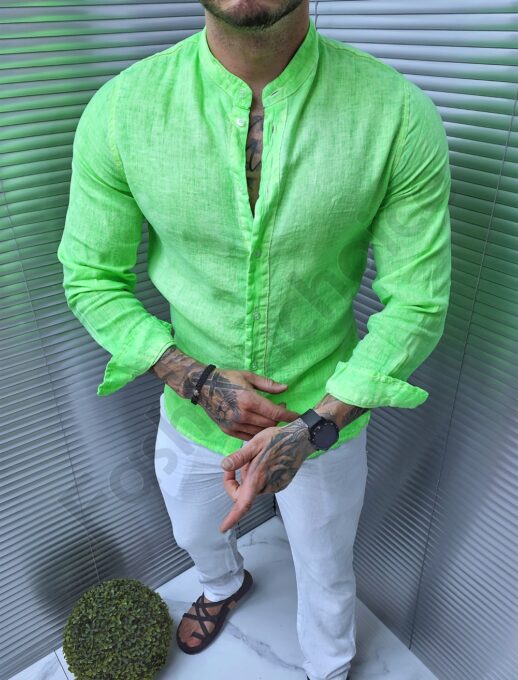 Camasa Italiana din In-verde neon cod 9525-5