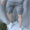 Pantalon scurt pentru barbati cu buzunare cargo-gri cod 1597-2
