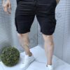 Pantalon scurt pentru barbati cu buzunare cargo-negru cod 1597