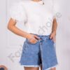 Bluza cocheta cu maneci din tull-alb cod 20395