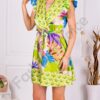 Rochie din satin cu print floral-lime cod 87945-1