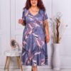 Rochie maxi in cloj cu print floral si decolteu in forma V-gri cod 23031