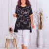 Tunica eleganta cu imprimeu negru/alb si pietricele discrete cod 5744