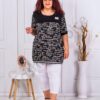Tunica maxi cu print litere albe-negru cod 1363-2