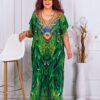 Pareo maxi de plaja lung cu print animal-verde cod 1009