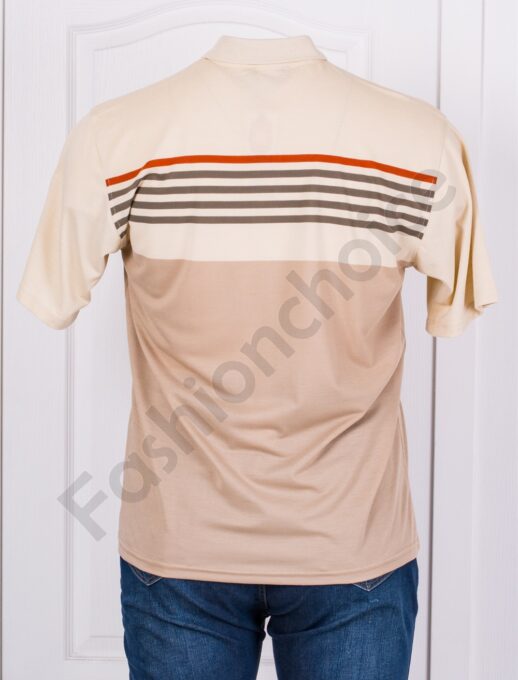 Bluza maxi barbati in dungi cu guler-bej cod 353-2