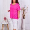 Tunica maxi cu dantela Brussel pe umeri-fucsia cod 3371-5