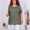 Tunica maxi accesorizata cu nasturi din lemn-kaki cod 2856