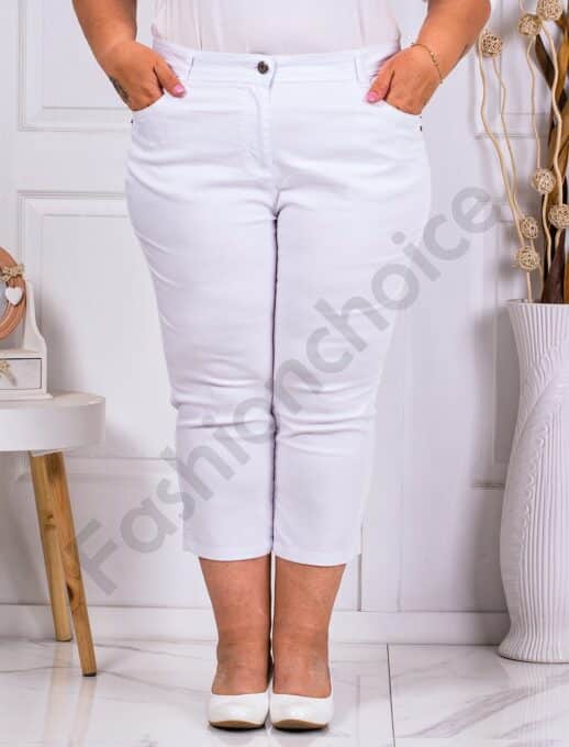 Pantalon maxi pentru vara cu lungime 7/8-alb cod 231306-5