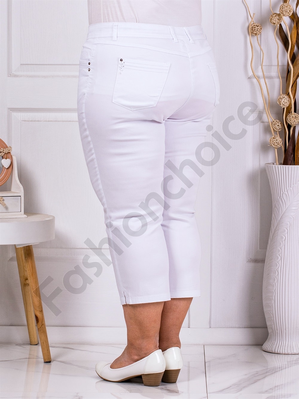 Pantalon maxi pentru vara cu lungime 7/8-alb cod 231306-5