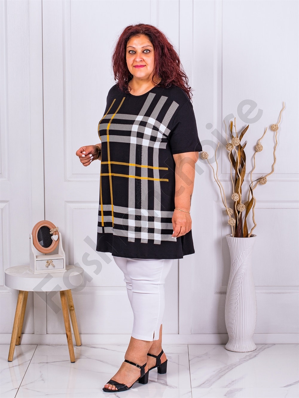 Tunica maxi cu imprimeu carouri cod 0435