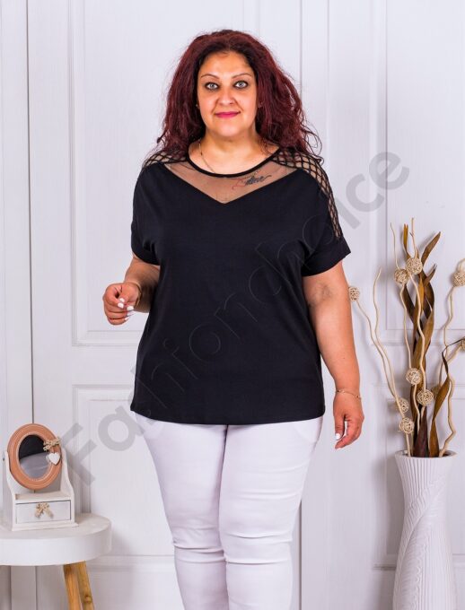 Bluza maxi in combinatie cu plasa si tull cod 0450