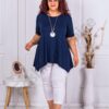 Tunica maxi in cloj+cadou colier-albastru inchis cod 065-4