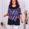 Tunica maxi cu umeri decupati si print multicolor cod 1368