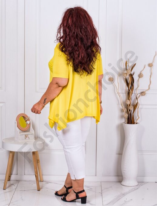 Tunica maxi in cloj cu inscris Love yourself-galben cod 065-24