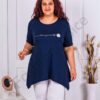 Tunica maxi in cloj cu inscris Love yourself-albastru inchis cod 065-25