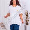 Tunica maxi in cloj cu inscris Love yourself-alb cod 065-23