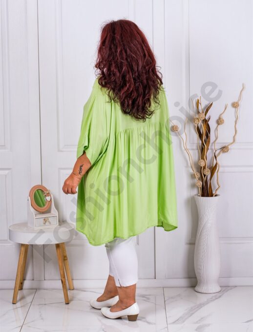 Tunica maxi accesorizata cu lame pe decolteu-lime cod 3252-8