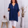 Tunica maxi accesorizata cu lame pe decolteu-albastru cod 3252-7
