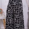 Fusta-pantalon maxi de dama cu imprimeu negru/alb cod 53591