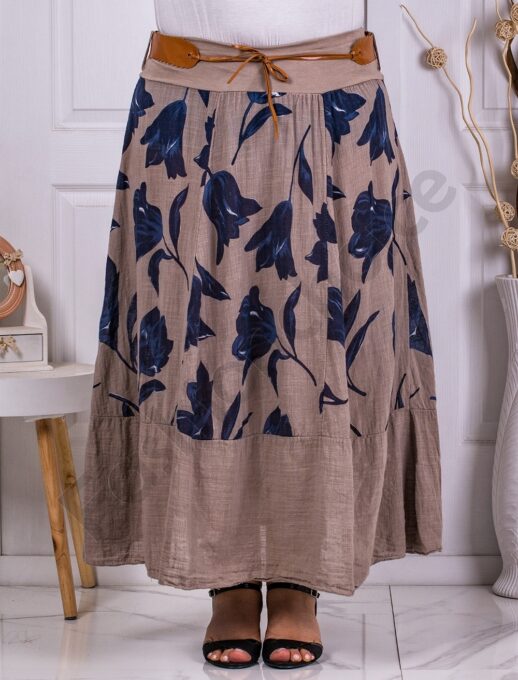 Fusta maxi in cloj cu print floral-moca cod 1025-2