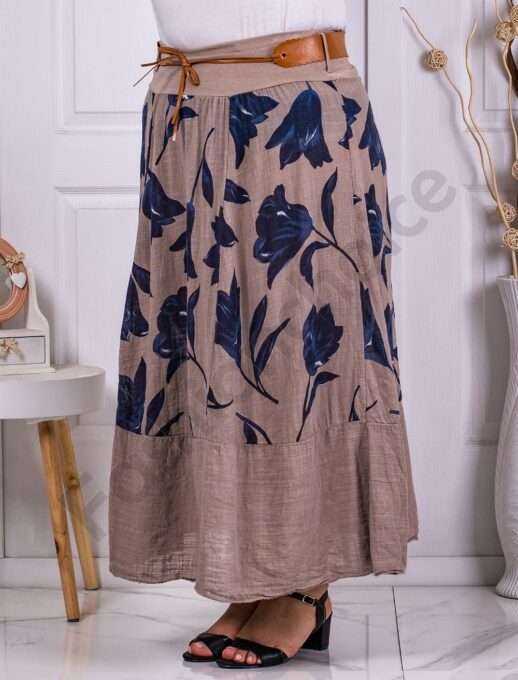 Fusta maxi in cloj cu print floral-moca cod 1025-2