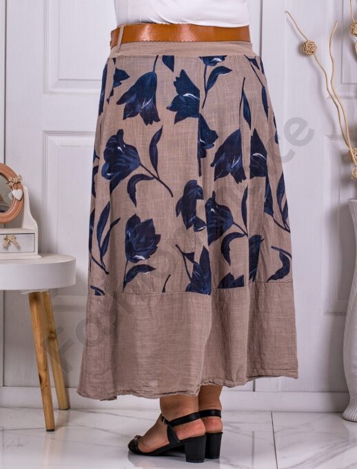 Fusta maxi in cloj cu print floral-moca cod 1025-2
