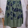 Fusta maxi in cloj cu print floral-kaki cod 1025