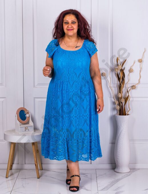 Rochie eleganta din dantela masuri mari-turcoaz cod 4303-2