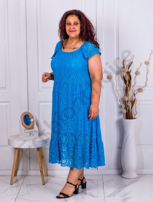 Rochie eleganta din dantela masuri mari-turcoaz cod 4303-2