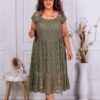 Rochie eleganta din dantela masuri mari-kaki cod 4303-3