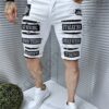 Blugi scurti cu patch-uri si inscrisuri-alb cod 4604