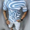 Tricou barbati cu print interesant-albastru cod 9595