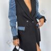 Sacou tip rochii in combinatie cu denim-negru-cod 1586