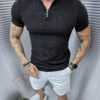 Tricou barbati din bumbac si in cu decolteu in forma V-negru cod 9941