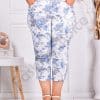 Pantalon maxi cu lungime 7/8 si imprimeu floral-alb/albastru cod 231308-2