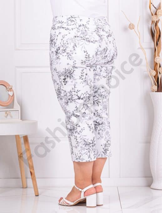 Pantalon maxi cu lungime 7/8 si imprimeu frunze cod 231308-3